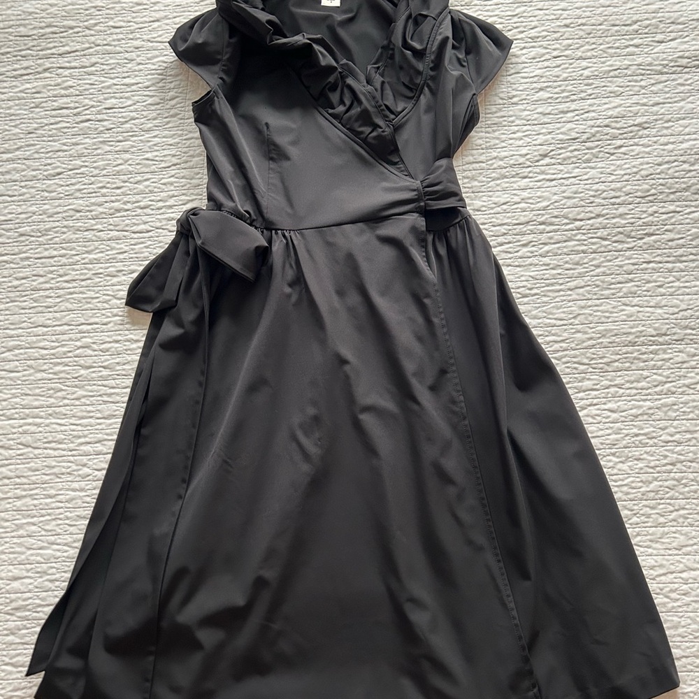 Diane Von Furstenberg DVF Black Ruffle Wrap Dress